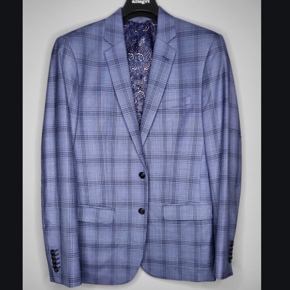 Blue Plaid 2 Piece Suit